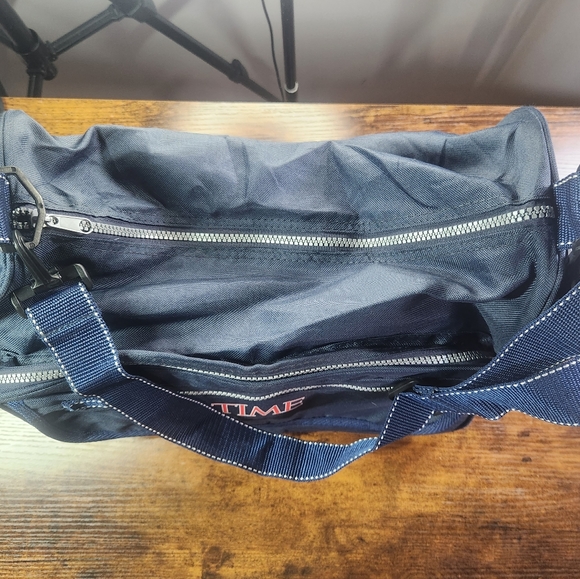 Vintage Time Magazine Messenger Bag Tote Blue Zips Adjustable Shoulder Strap - Picture 7 of 8